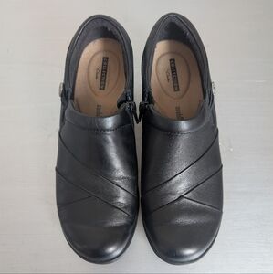 Clarks Womens Channing Ann Ortholite® footbed Leather Loafer Bootie SZ 8.5 M